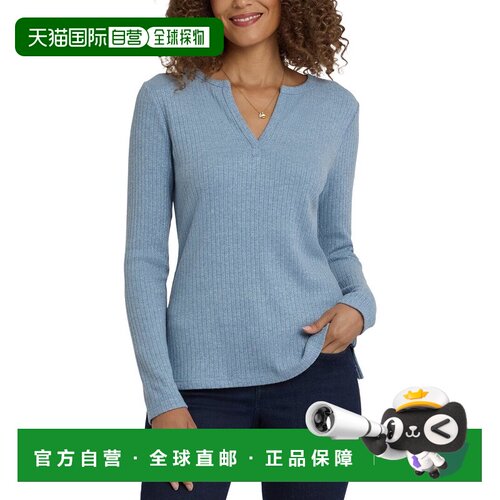 自营NYDJ Henley Blouse - blue 美国奥莱直发