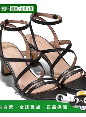 自营 Cole Haan Addie女式美式9号黑色皮革圆头脚踝带KHD1466-黑