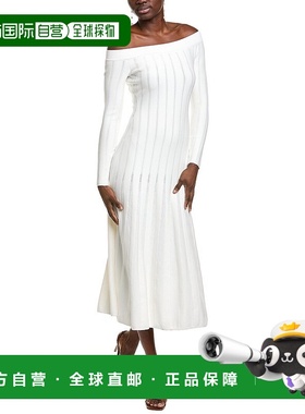 自营Lela Rose露肩针织迷笛连衣裙-白色 美国奥莱直发