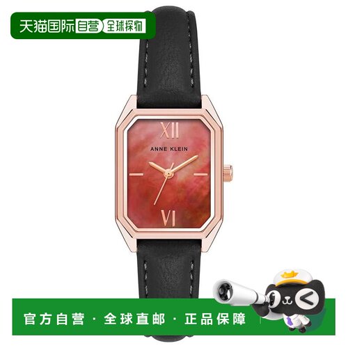 自营Anne Klein皮革表带女士手表-黑色 美国奥莱直发