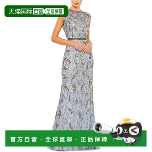 黄色 饰幻影柱服 长裙连衣裙美国直发奥莱 Duggal装 自营Mac