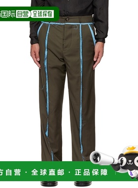 1h可退 香港直邮潮奢 Edward Cuming 男士 绿色 Peek-A-Boo 长裤