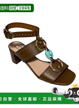 自营 Bally Otta 6225837 女士圆环缀饰穿孔皮革凉鞋 - 棕色 美国