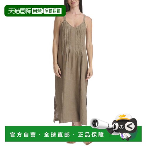 自营Splendid Stella亚麻中长款连衣裙-棕色 美国奥莱直发