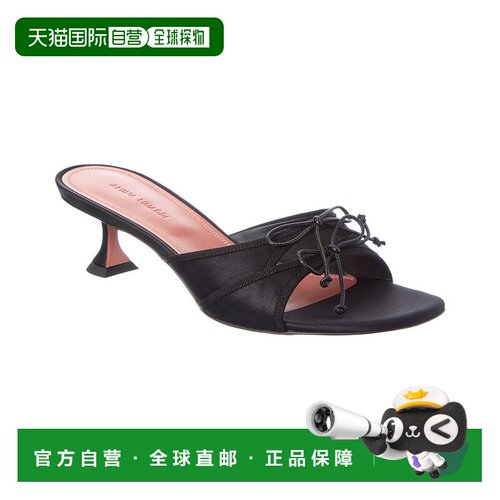 自营AMINA MUADDI Eleonora缎面凉鞋-黑色 美国奥莱直发