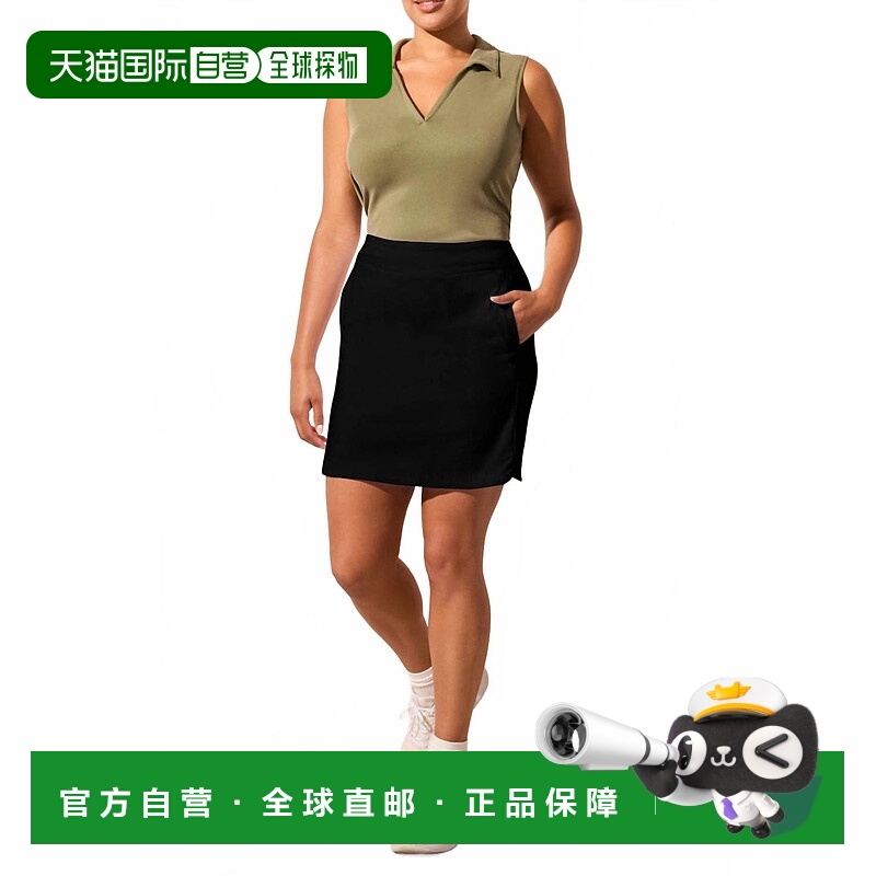 自营tribalPull-On Slit Accent Skort In Black - black 美国奥