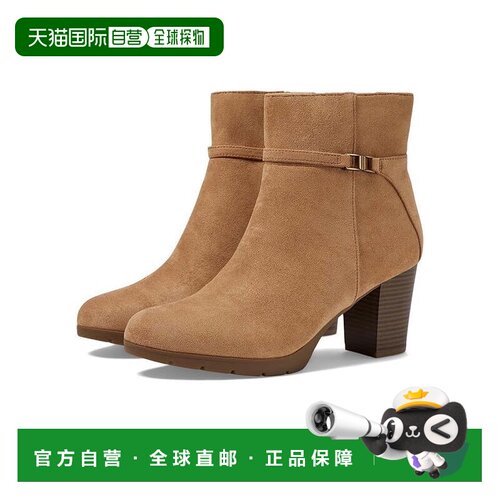 自营Anne Klein Romi女式棕色翻毛皮侧拉链高跟靴JOBB1514-棕色