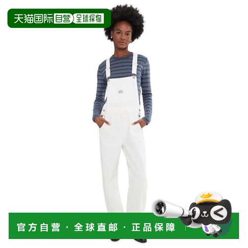 自营Levi's复古工装裤女白色直筒吊带JAX1819-白色 美国奥莱直发
