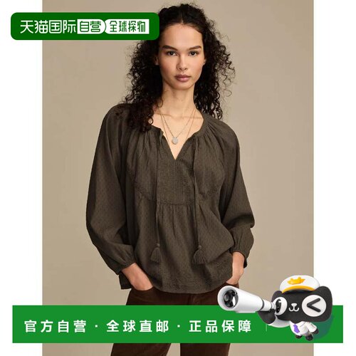 自营Lucky Brand Women's Easy Embroidered Peasant Top - black