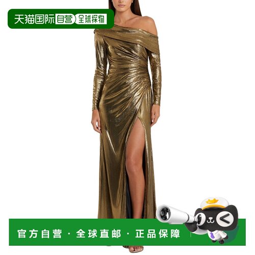 自营Mac Duggal Off The Shoulder Metallic Gown - metallic 美