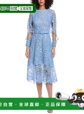 自营Oscar de la Renta Bellflower Guipure Silk-Lined Midi Dre
