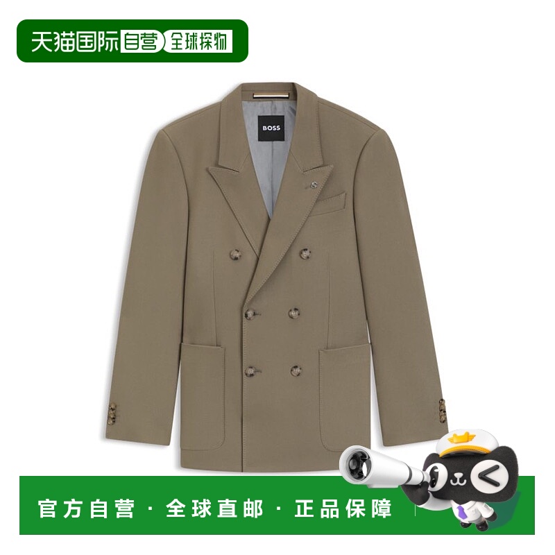 自营bossRelaxed-fit blazer in stretch fabric - light brown