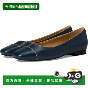 自营Women Navy Toe Blo Flat Square Harbor Trotters Leather