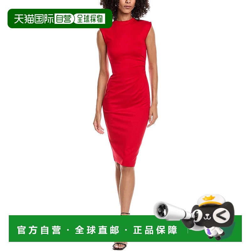 自营Diane von Furstenberg Darrius Midi连衣裙-红色 美国奥莱直