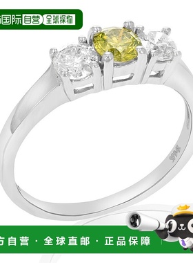 自营 vir jewels1 cttw 3 石黄色和白色钻石订婚戒指 14K 白金新