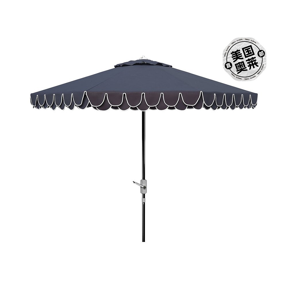safaviehElegant Valance 9Ft Auto Tilt Umbrella - navy/white