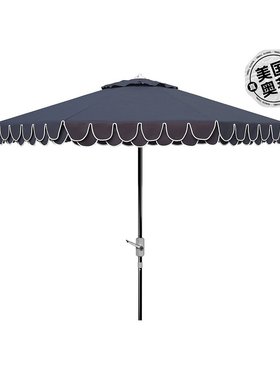 safaviehElegant Valance 9Ft Auto Tilt Umbrella - navy/white