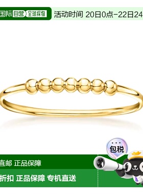 自营RS Pure by Ross Simons意大利14kt黄金珠站戒指-黄色 美国奥