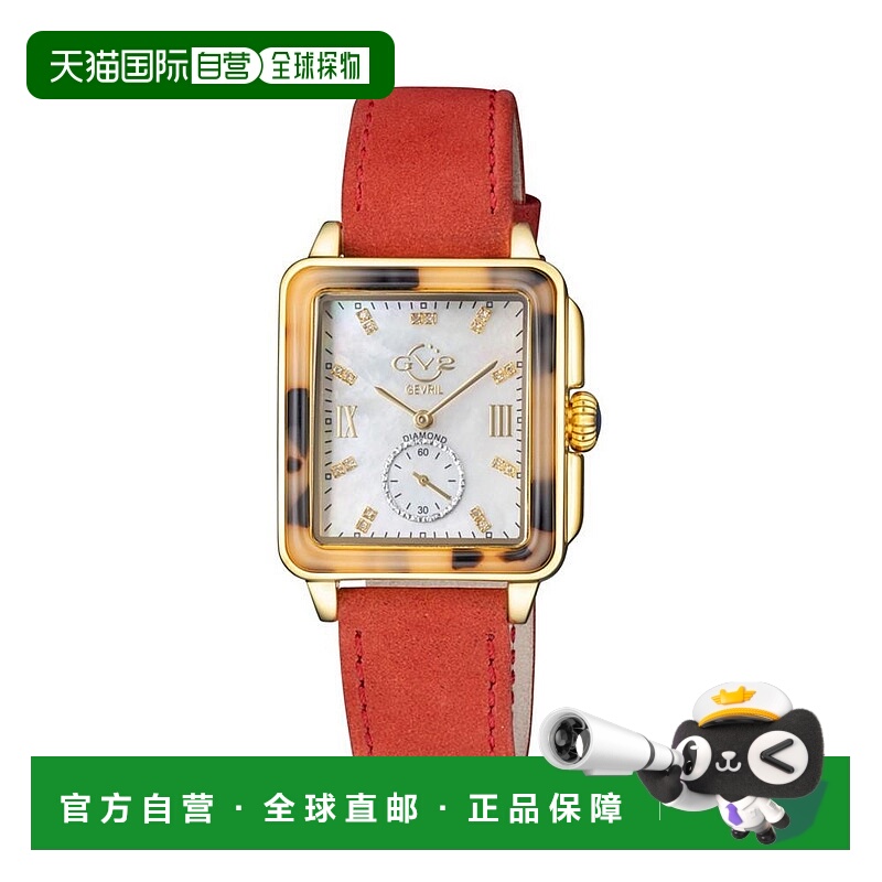 美国直邮Gevril 女士 休闲手表石英表表带瑞士鳄鱼系列石英表带