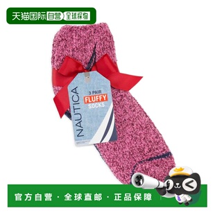 自营Nautica Womens Fuzzy Mid-Crew Socks, 3-Pack - assorted b