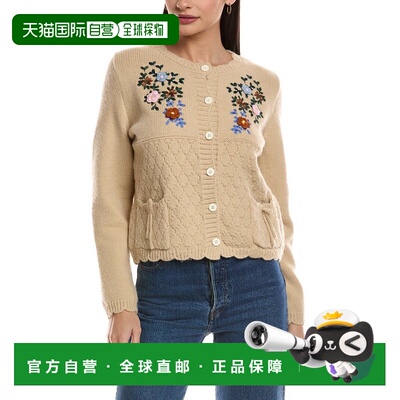自营Oat New York Floral Embroidered Cardigan - beige 美国奥