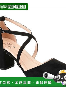 自营Journee Collection Foster Pump Black Block Heel D'Orsay