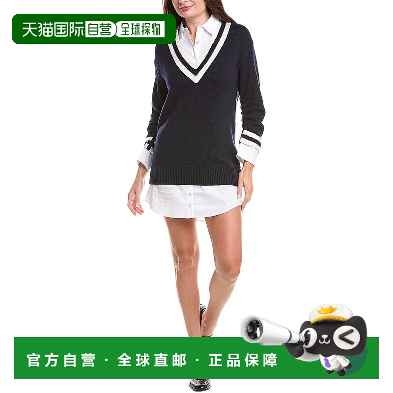 自营cinq a sept五到七深V Santina连衣裙-蓝色 美国奥莱直发