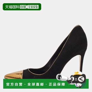 自营Gianvito Rossi Black/gold Leather And Suede Pointed Toe