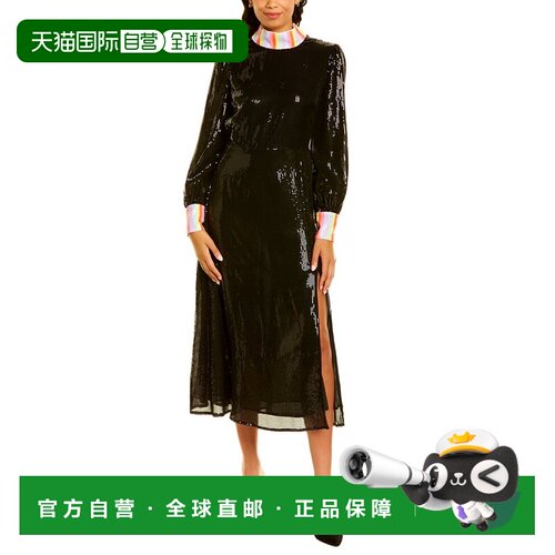 自营Olivia Rubin Amelie 亮片中长早秋新款连衣裙 黑色 美国奥莱