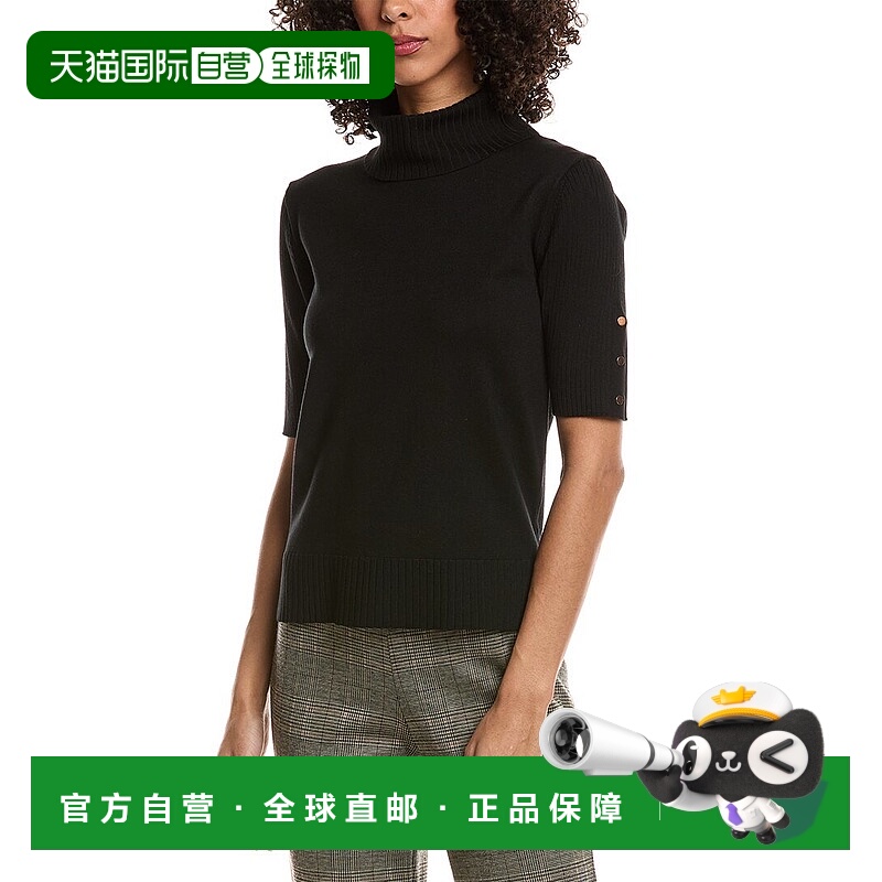 自营T Tahari Elbow Sleeve Turtleneck Sweater - black 美国奥