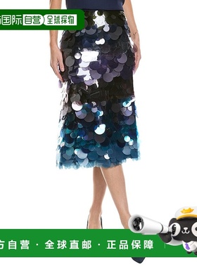 自营Cynthia Rowley Gradient Paillette Midi Skirt - blue 美国