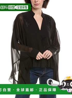 自营Vince Camuto V-Neck Flowy Blouse - black 美国奥莱直发