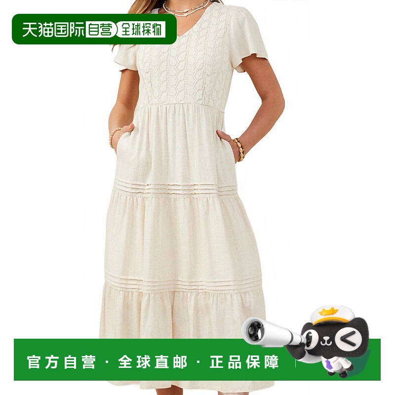 自营 haydenMarissa Midi米色连衣裙 美国奥莱直发服饰