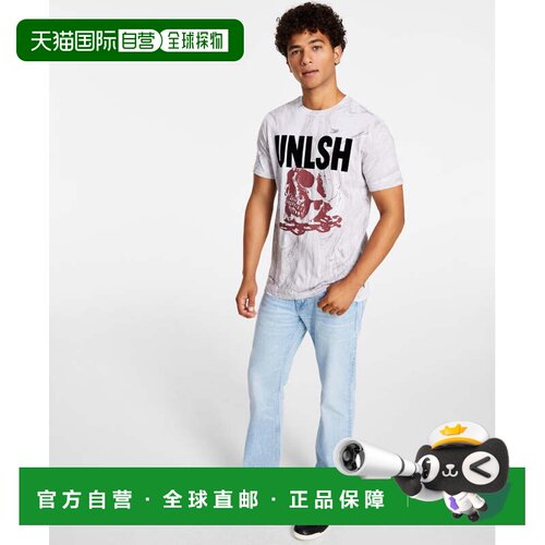 自营guessMen's Crewneck Skull Graphic T-Shirt - gray 美国奥