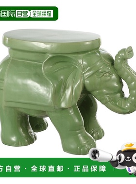 jonathan y大象 14.2 英寸陶瓷花园凳 - 绿色 【美国奥莱】直发