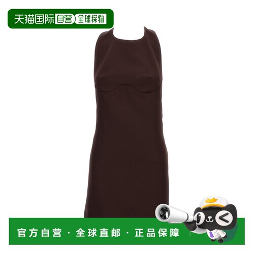 自营elisabetta franchiBrown Short Dress with A-line Halter n