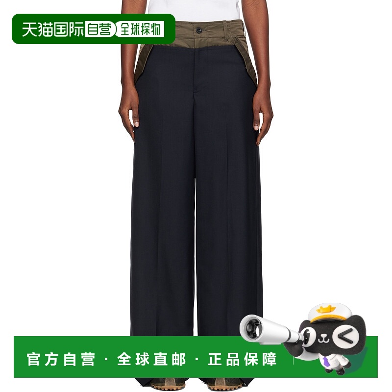 1h可退 香港直邮潮奢 Sacai 女士 海军蓝 Suiting Mix 长裤 25079