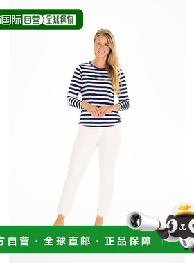 自营duffield lane皇家海军蓝和白色条纹Sunnie Sun衬衫-海军蓝