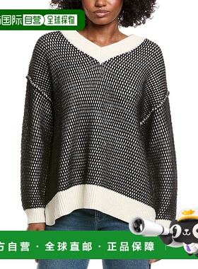 自营Vintage Havana Honeycomb Knit V-Neck Sweater - white 美