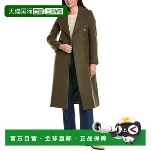 自营Barbour Reva羊毛混纺军大衣-绿色 美国奥莱直发