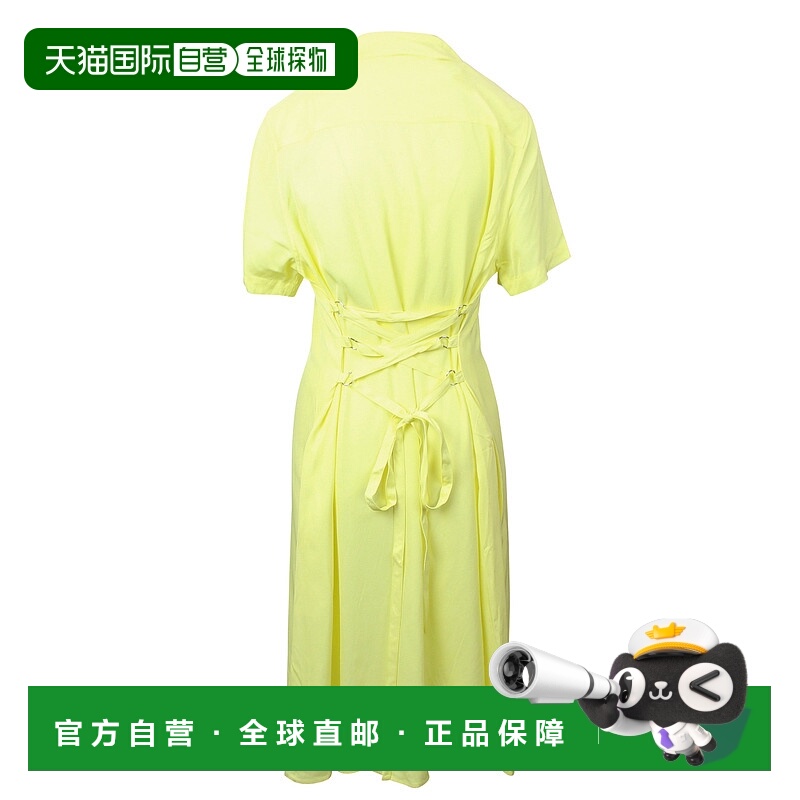 自营 opening ceremony黄色棉质系带背衬衬衫连衣裙 - 图案 美国