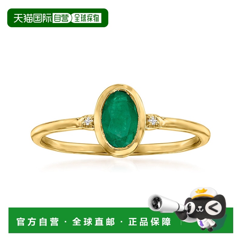 自营Ross-Simons Emerald Ring in 14kt Yellow Gold green 美国