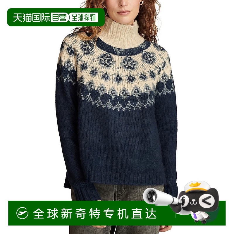 自营lucky brandWomens Printed Knit Mock Turtleneck Sweater -