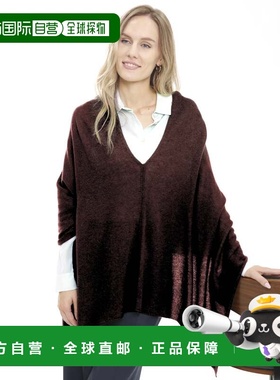 自营in2Cashmere Poncho with Textured Border - chocolate 美国