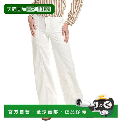 自营 FRAME Denim Braided Waistband Wide Leg Pant - white 美