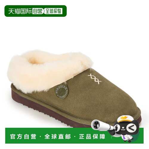 自营Dearfoams Adelaide的Fireside真正的Shearling木log-橄榄 美