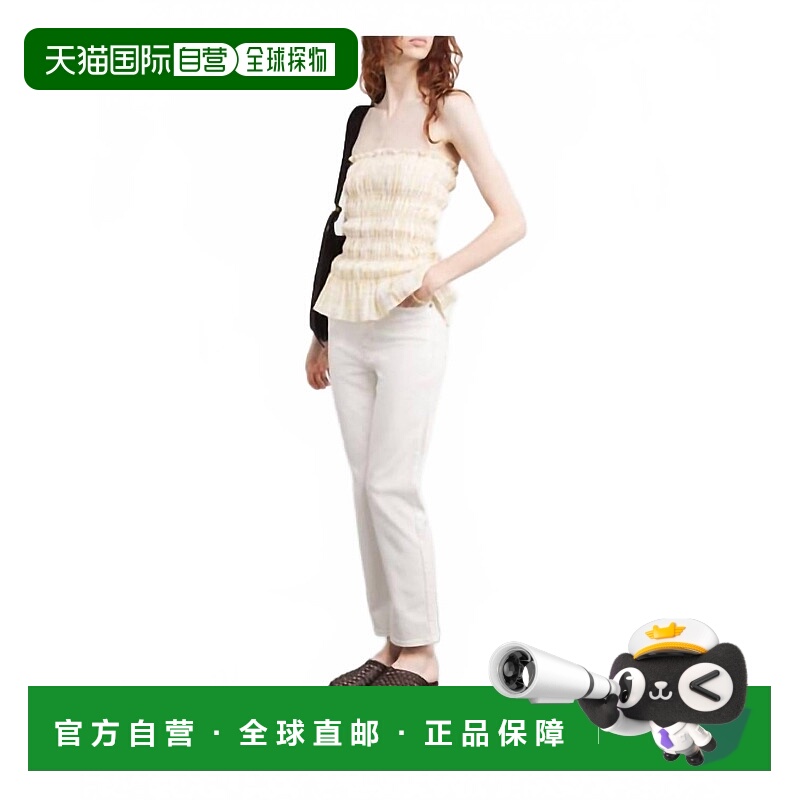 自营framePencil Crop Straight Jeans In White - white 美国奥