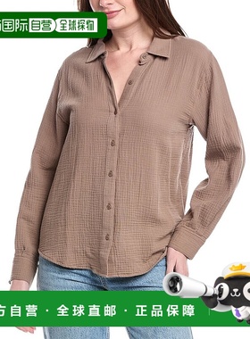 自营 splendid华丽的Amara口袋纽扣衬衫-灰色 美国奥莱直发长袖