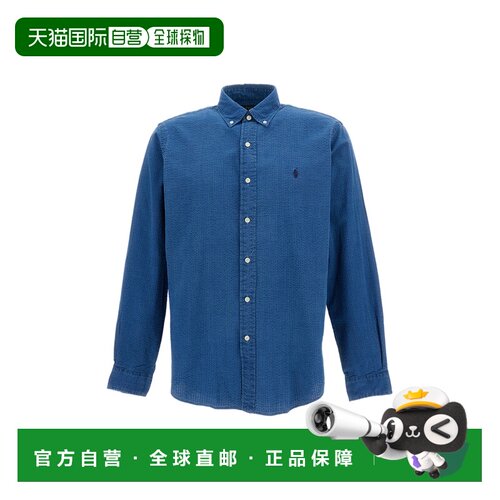 自营polo ralph laurenPuckered Cotton Seersucker Shirt with I