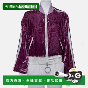 自营Off-White Purple Crushed Velvet Zipper Front Bomber Jack